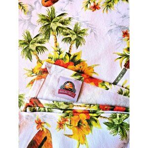MARGARITAVILLE Tablecloth 62” x 104” Guitars Hibiscus Flower Hawaiian Palm Trees